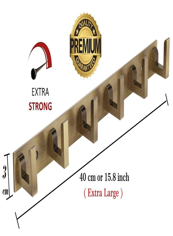 DOCOSS Antique Brass Extra Long 40 cm 6 Pin Bathroom Cloth Wall Hooks Hanger for Hanging Keys, Clothes, Towel - Set of 3 - Image 3